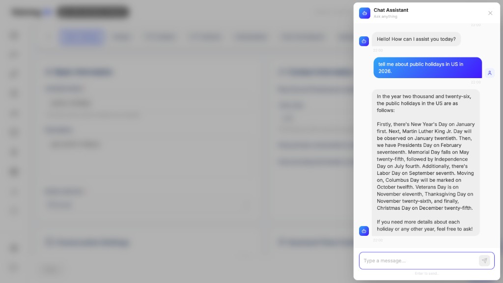 Chat assistant response using integrated tool data