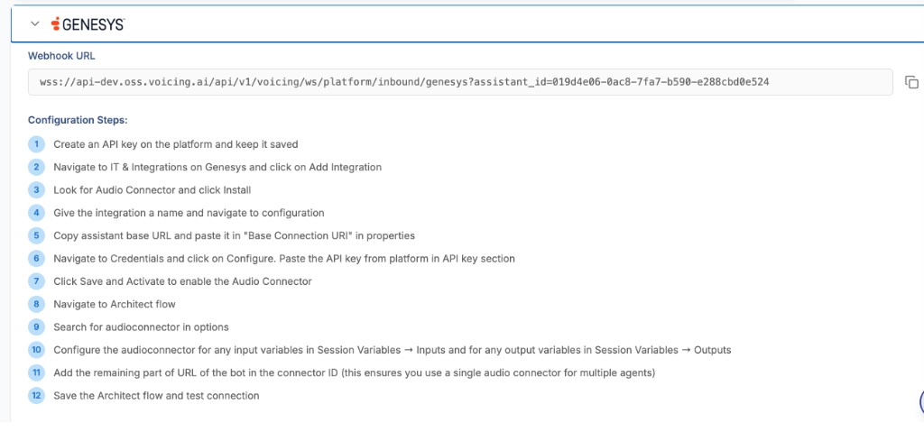 Use the same key on Genesys Cloud inbound configuration