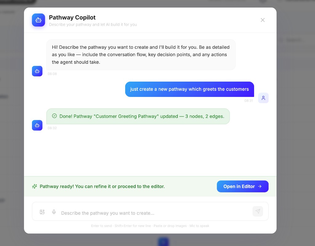 Pathway Copilot create flow