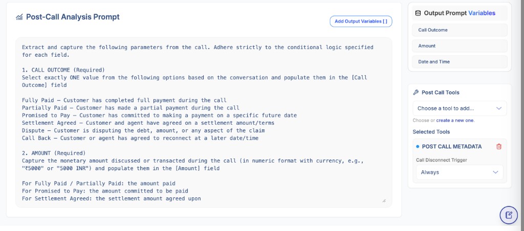Call Details tool attached as a post-call tool