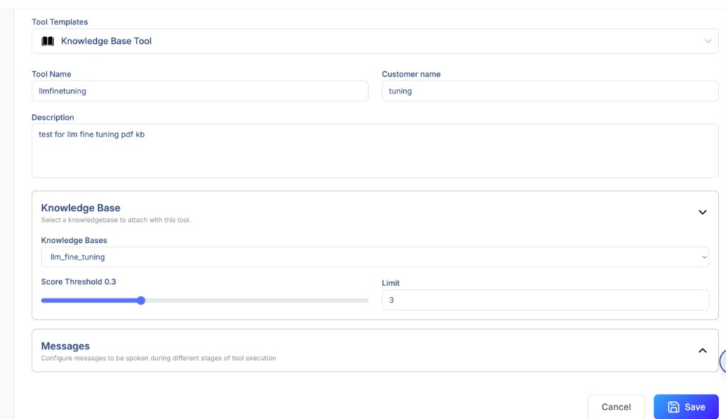Configure the Knowledge Base Tool