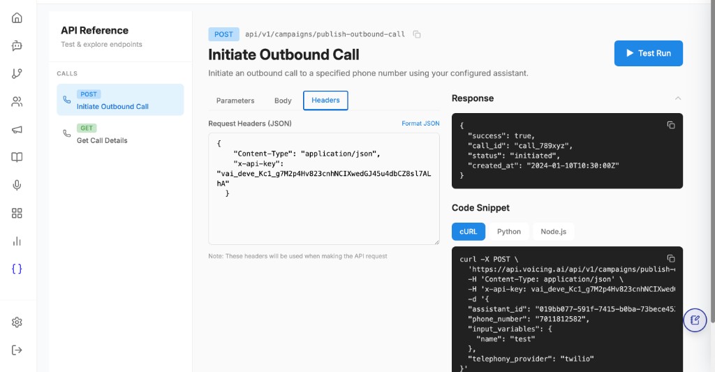 POST headers in API Reference