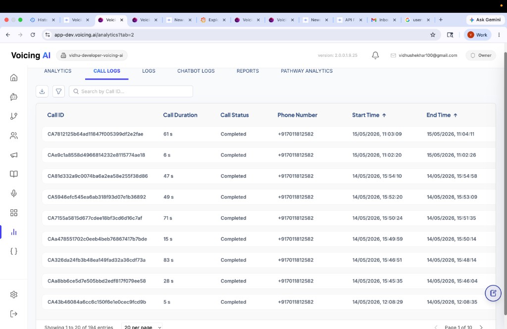 Call Logs table