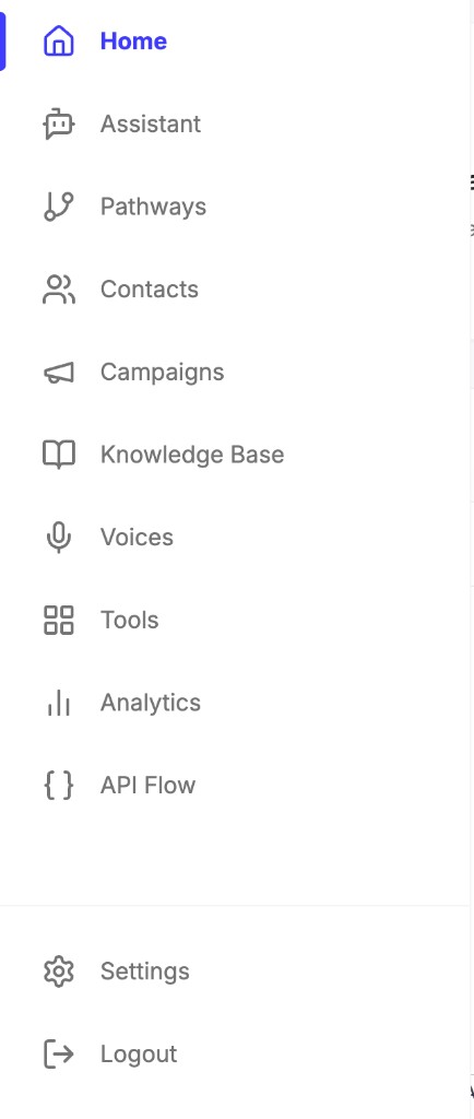 Platform navigation sidebar