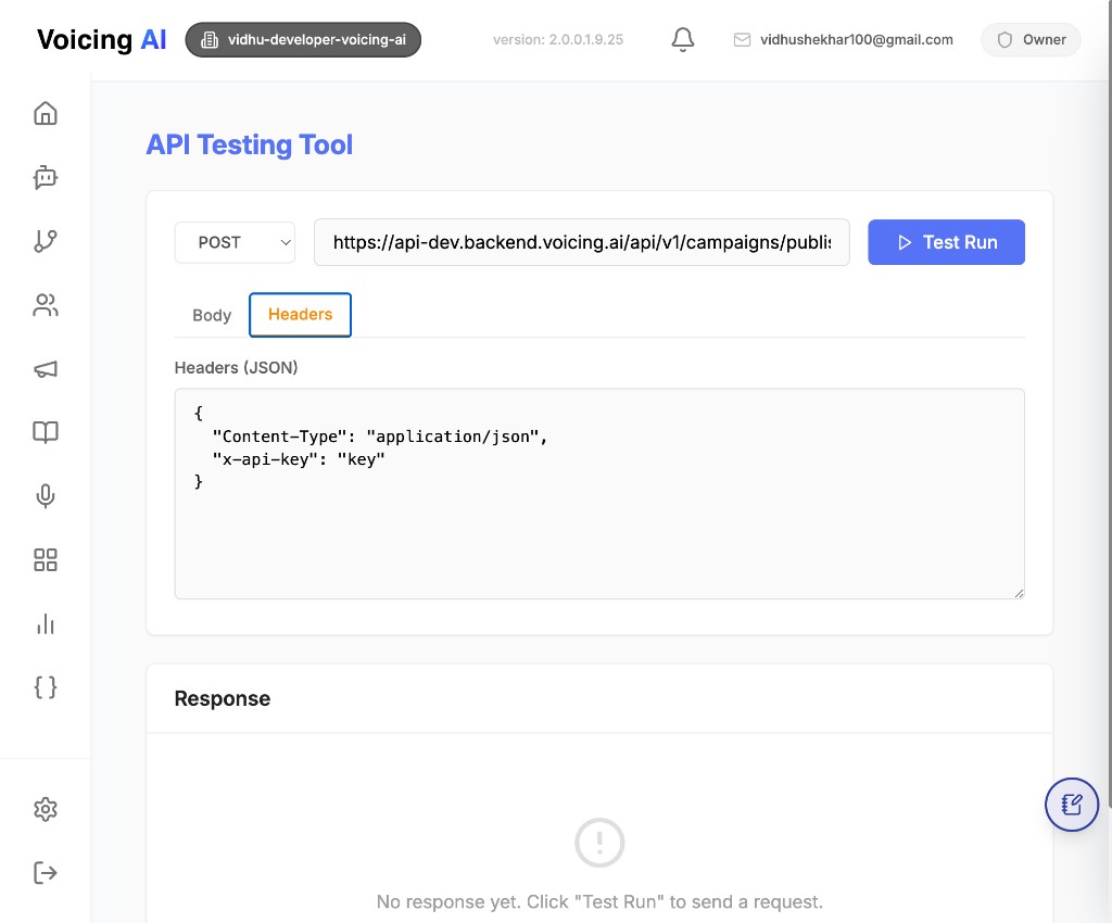 Outbound API headers example